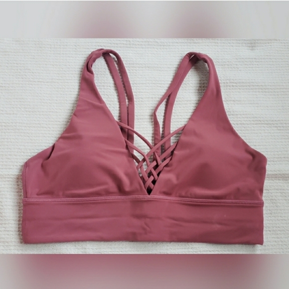 lululemon athletica Tops - 🌸Lululemon Strappy LongLine V-Neck Plunge Bra •Moss Rose🌸NWOT